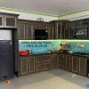 Tủ bếp nhôm nội thất Omega màu vân gỗ trắc