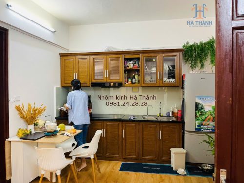 Tủ bếp nhôm vân gỗ nội thất
